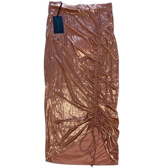 Patrizia Pepe Metallic Rose Gold Skirt - Picture 1 of 7